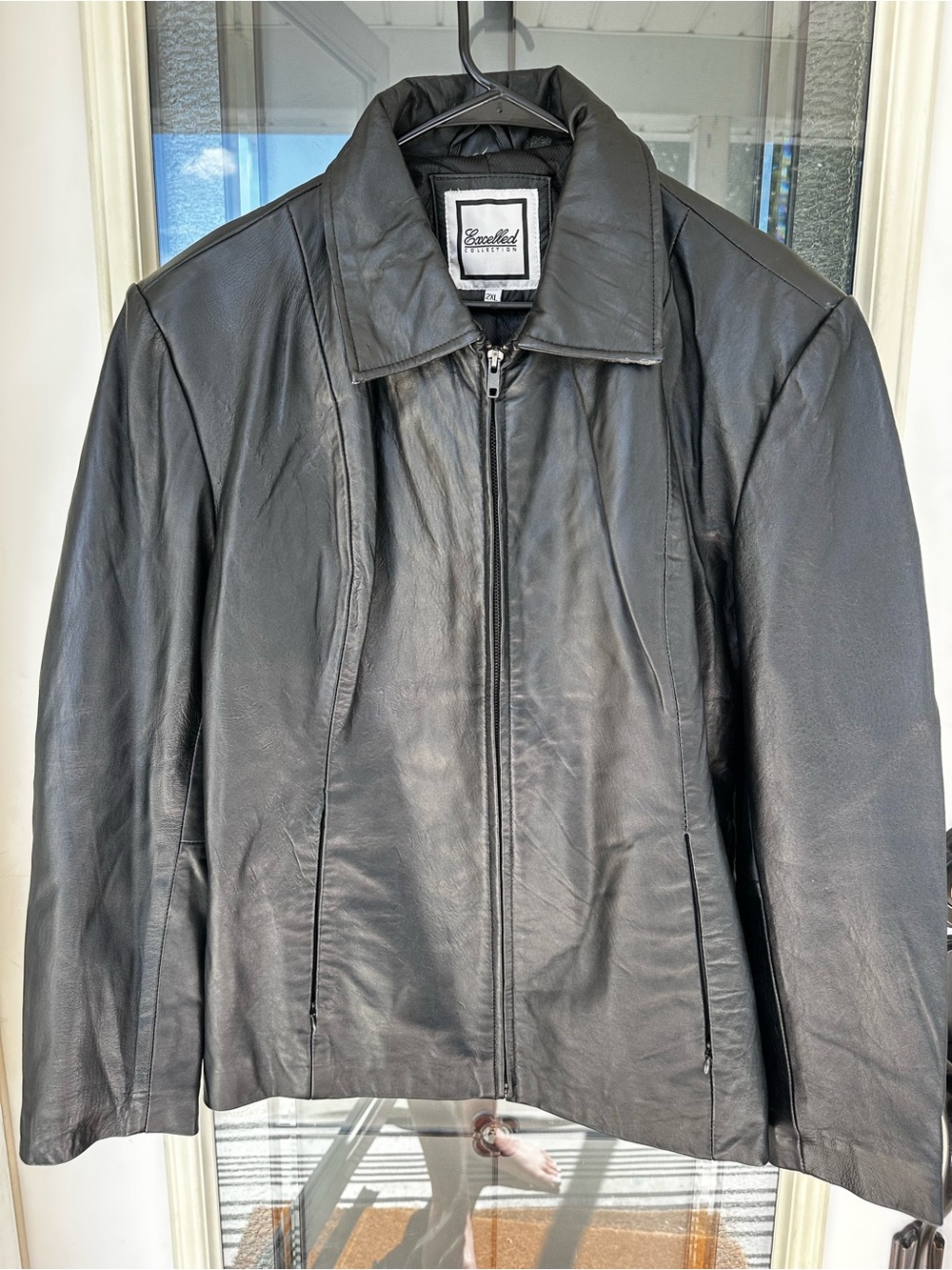 Men's Excelled Black Genuine Leather Zip-Front Jacket